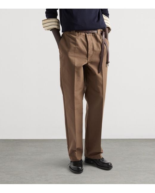 Prada Brown Canvas Relaxed Trousers for men