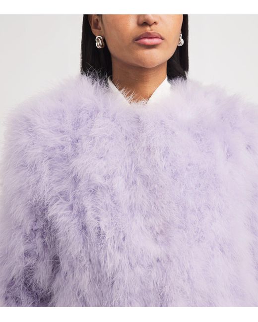 Yves Salomon Purple Feather Cropped Jacket