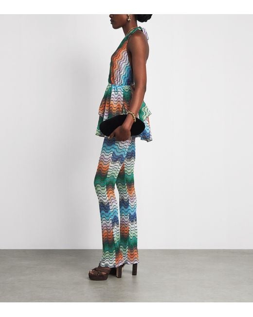 Missoni Green Metallic Zigzag Flared Trousers