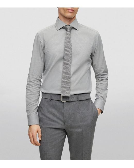 Boss White Silk Knitted Straight Tie for men