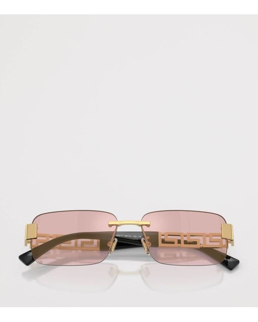 Versace Pink Metal Rectangular Sunglasses for men