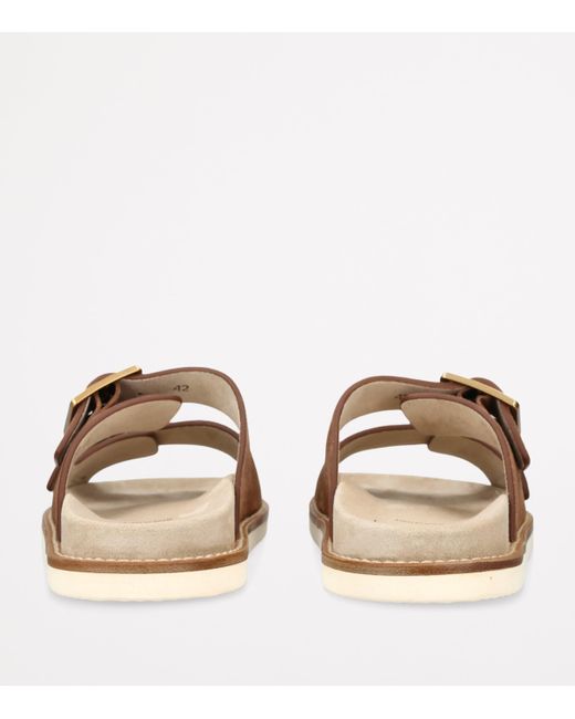 Brunello Cucinelli Brown Suede Double-Strap Sandals for men