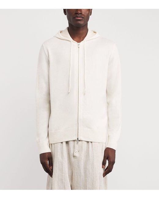 Eleventy White Cashmere Zip-Up Hoodie for men