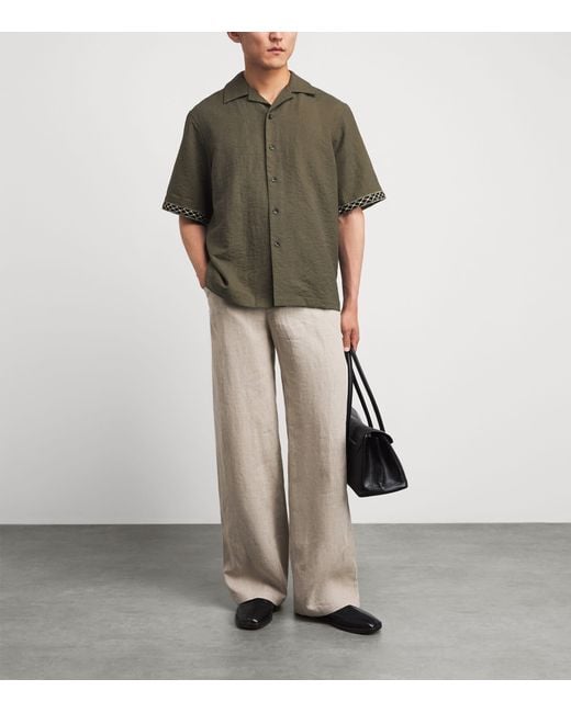 Commas Green Embroidered Resort Shirt for men