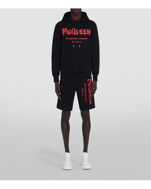 Alexander McQueen Black Graffiti Logo Shorts for men