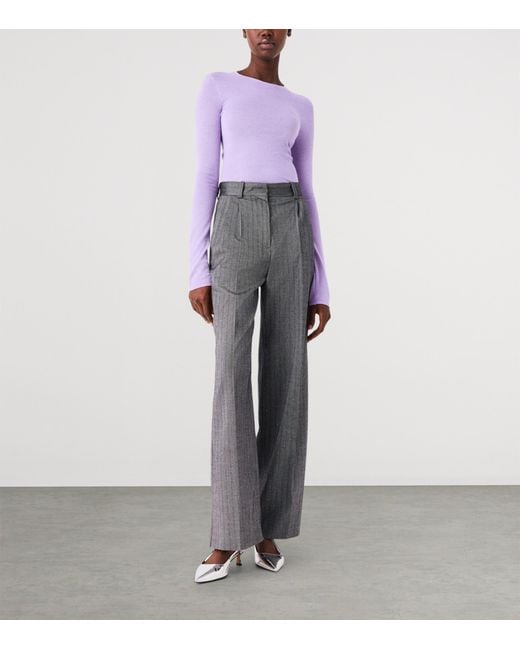 Maje Purple Wool Crew-Neck Sweater