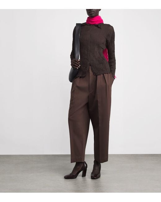 Issey Miyake Brown Chiffon Twist 1 Pleats Zip Cardigan