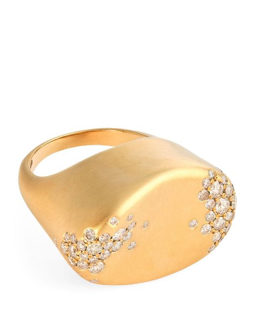 Nada Ghazal Natural Yellow Gold And Champagne Diamond My Muse Storm Ring