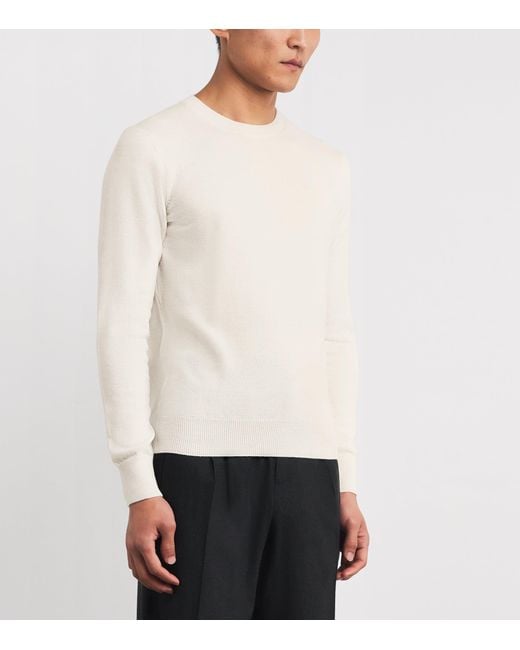 Isaia White Cashmere Crew-Neck Sweater for men