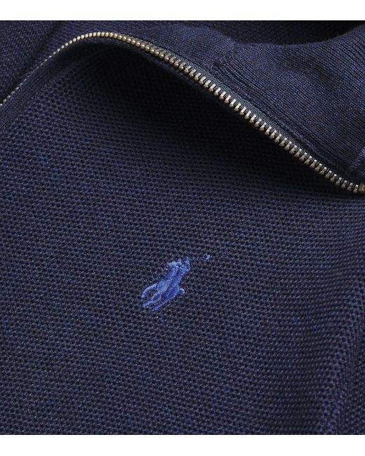 Polo Ralph Lauren Blue Cotton Quarter-Zip Sweatshirt for men