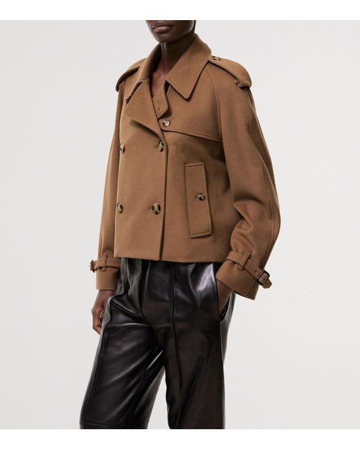 Burberry Brown Cashmere Mayfair Cropped Trench Jacket