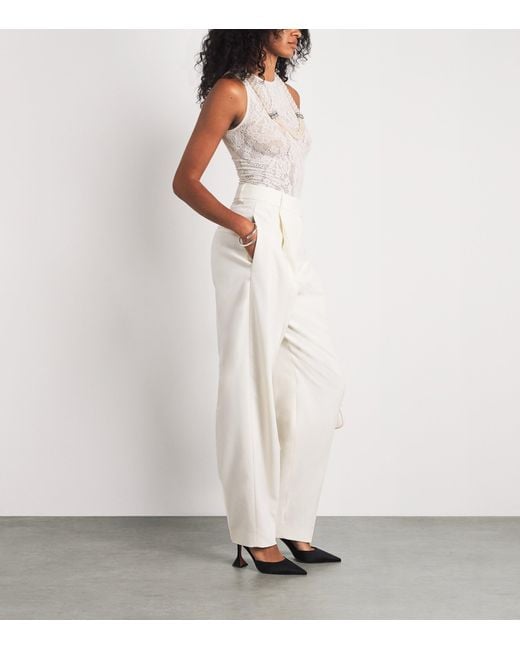 Wolford White Infinite Rose Net Bodysuit