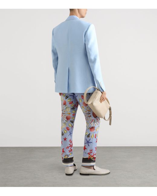 Dolce & Gabbana Blue Linen Single-Breasted Blazer for men