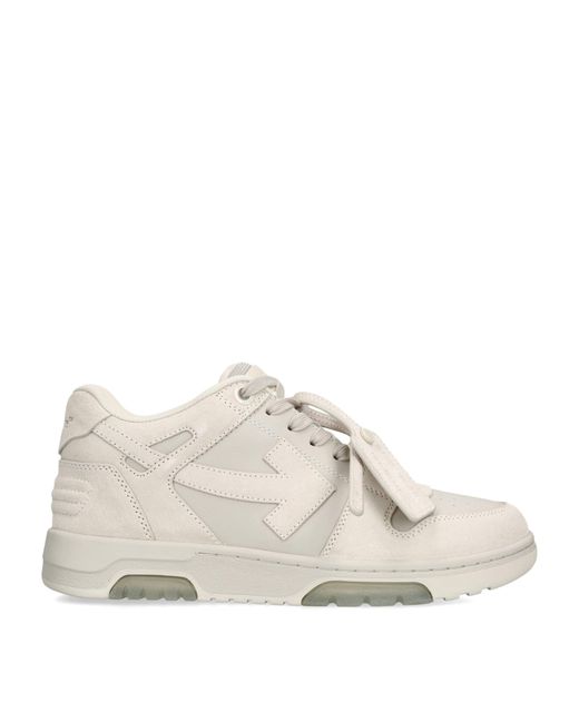 Off-White c/o Virgil Abloh Men's White Suede Out Of Office Sneakers