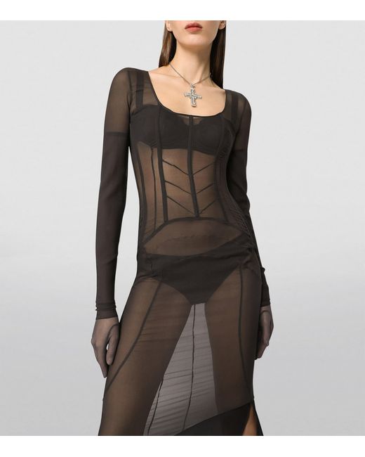 Dolce & Gabbana Black Kim Silk Semi-Sheer Maxi Dress