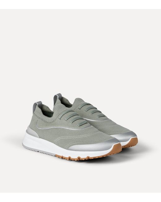 Brunello Cucinelli Gray Technical Cotton Sneakers for men