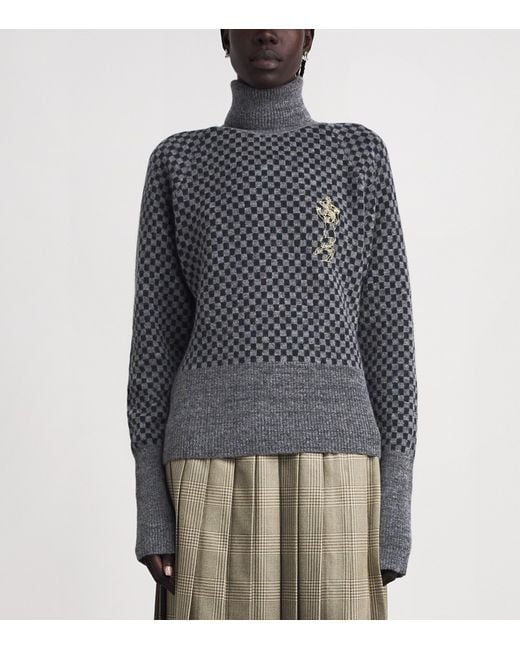 Vivienne Westwood Gray Checkmate Rollneck Sweater