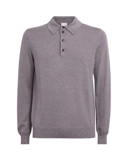 Pal Zileri Gray Wool Diamond Cable-Knit Polo Shirt for men
