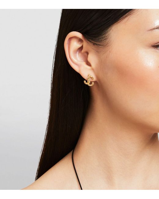 Jimmy Choo Metallic Crystal-Embellished Jc Stud Earrings