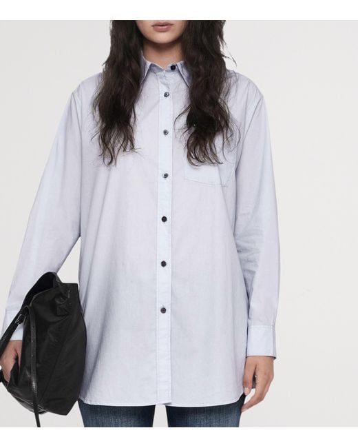 AllSaints Blue Organic Cotton Kaia Oversized Shirt