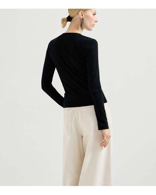 Brunello Cucinelli Blue Stretch-Cotton Monili-Detail T-Shirt