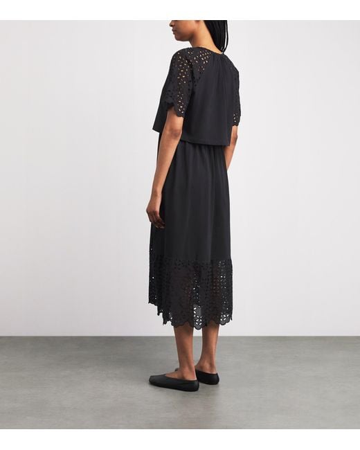 ME+EM Black Broderie Anglaise 2-In-1 Maxi Dress