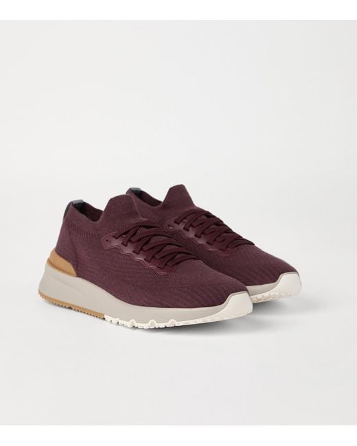 Brunello Cucinelli Brown Cotton Knitted Sneakers for men
