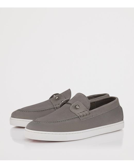 Christian Louboutin Gray Chambeliboat Donna Leather Boat Shoes