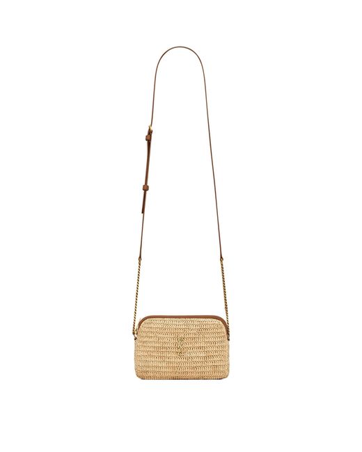 Saint Laurent White Raffia Gaby Cross-Body Bag