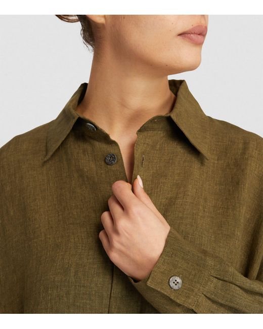 Eskandar Green A-line Shirt Midi Dress