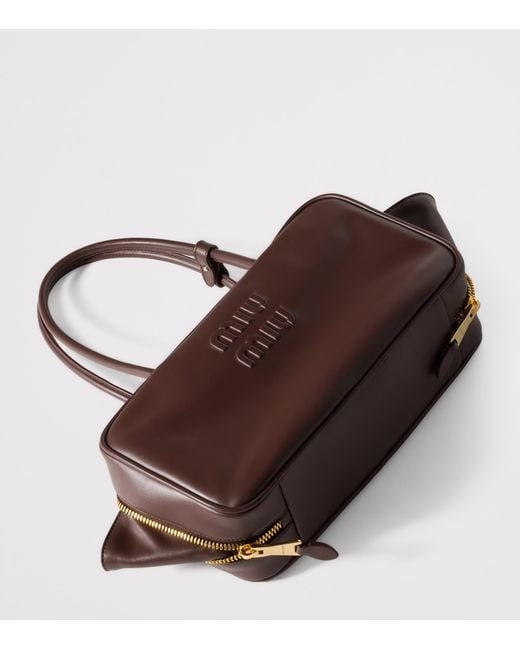 Miu Miu Brown Leather Beau Top-Handle Bag