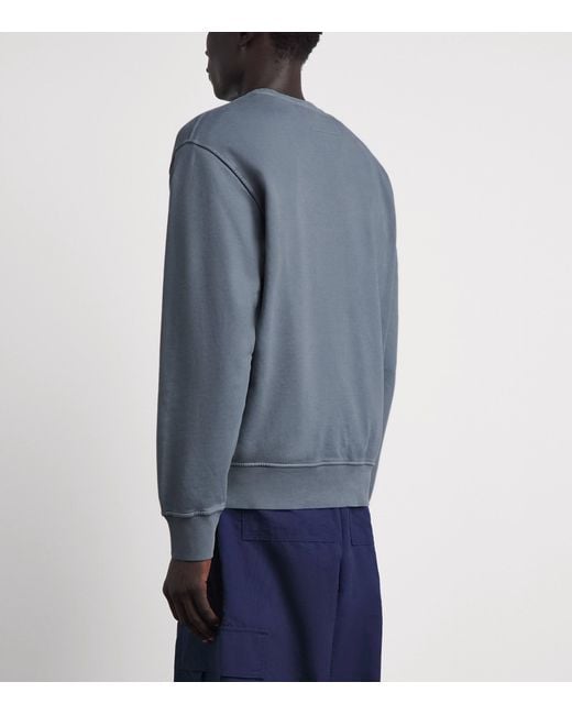 C P Company Blue Cotton Embroidered Logo Sweatshirt for men