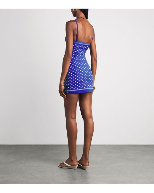 Christopher Esber Blue Bandana Orbit Mini Dress