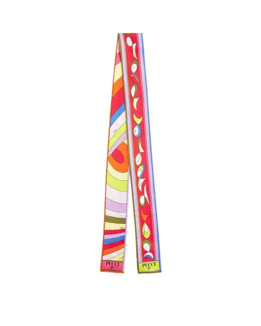 Emilio Pucci White Silk Iride And Pesci Print Scarf