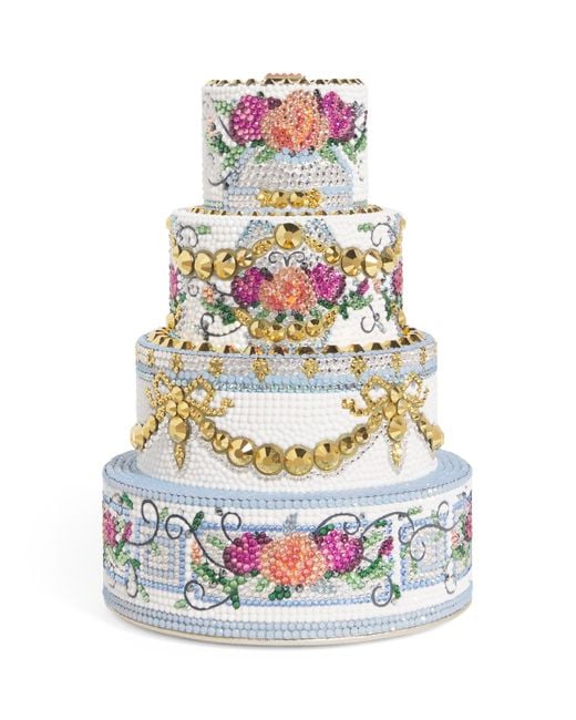 Judith Leiber White Crystal Tiered Cake Clutch