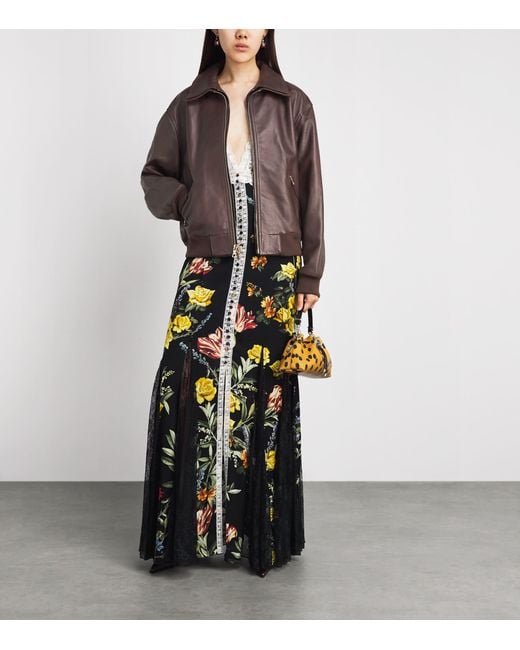 Alice + Olivia Brown Double-Layer Collins Leather Jacket
