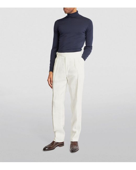 Ralph Lauren Purple Label White Linen Byron Tailored Trousers for men