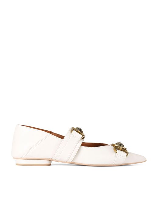 Kurt Geiger Natural Leather Embellished Mansion Flats