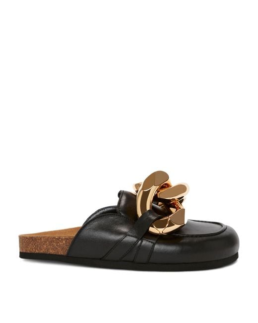 J.W. Anderson Brown Leather Chain Slippers for men