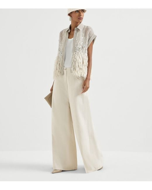 Brunello Cucinelli White Stretch-Silk Satin Reversible Tank Top