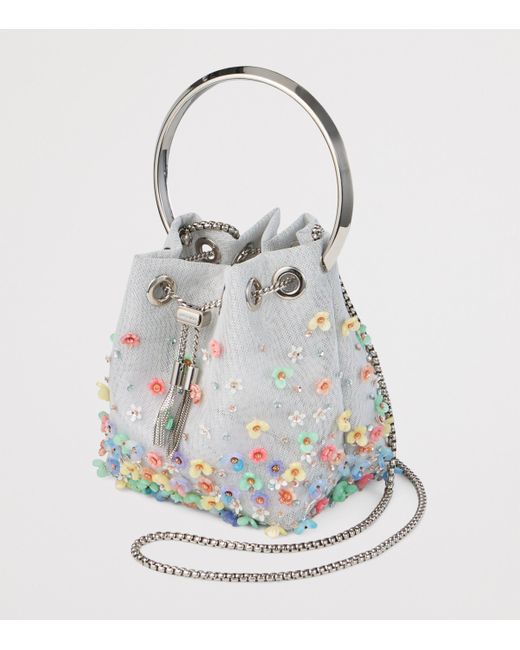 Jimmy Choo White Bon Bon Bucket Bag