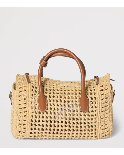 Miu Miu Metallic Raffia Top-Handle Bag
