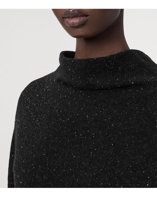 AllSaints Black Wool-Blend Sparkle Ridley Sweater