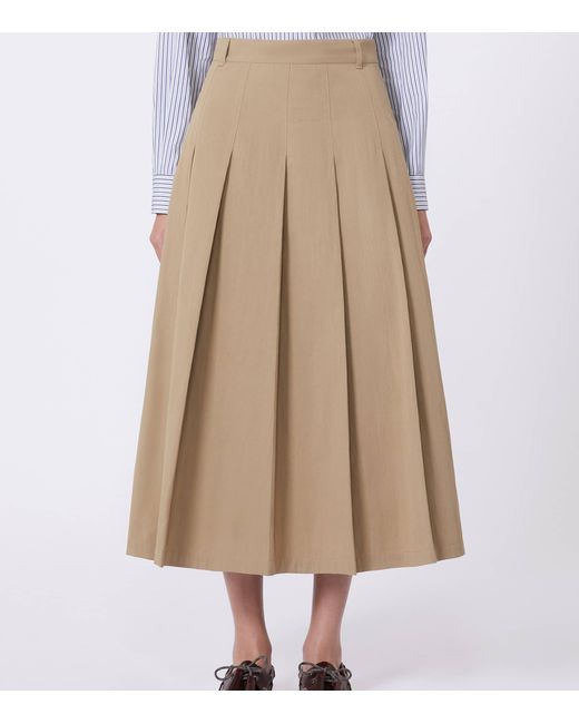 Weekend by Maxmara Natural Gabardine Pleated Maxi Skirt