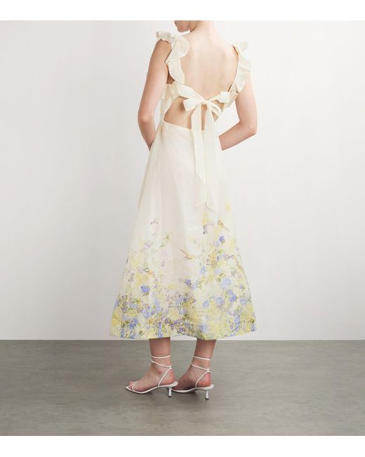 Zimmermann White Linen-silk Floral Harmony Dress