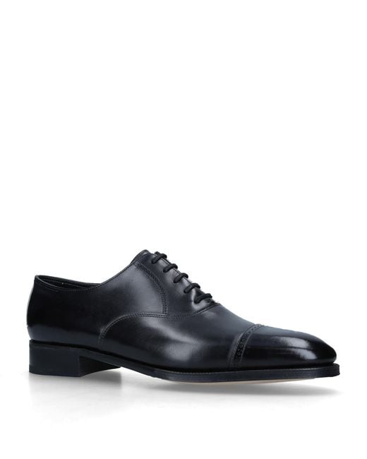 John Lobb Black Leather Philip Ii Oxford Shoes for men