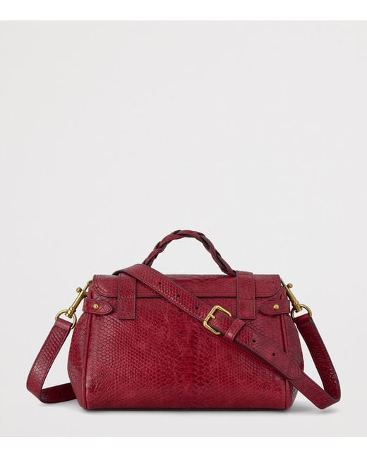 Mulberry Red Mini Leather Snake Print Alexa Cross-Body Bag
