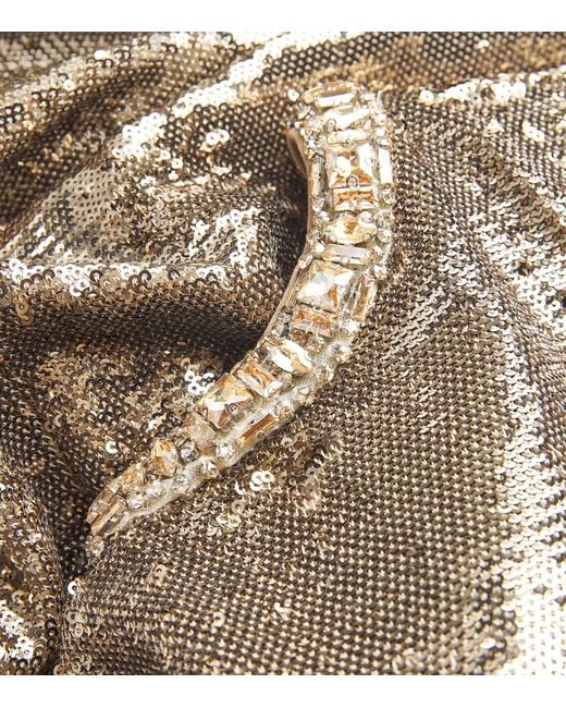 Roland Mouret Metallic Sequin Crystal-Embellished Gown