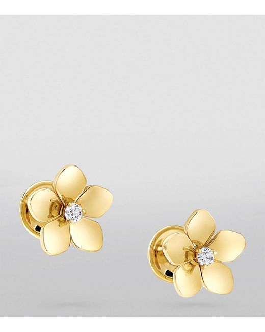 Graff Metallic Mini Yellow Gold And Diamond Wild Flower Earrings