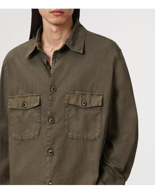 AllSaints Green Organic Cotton Strand Shirt for men